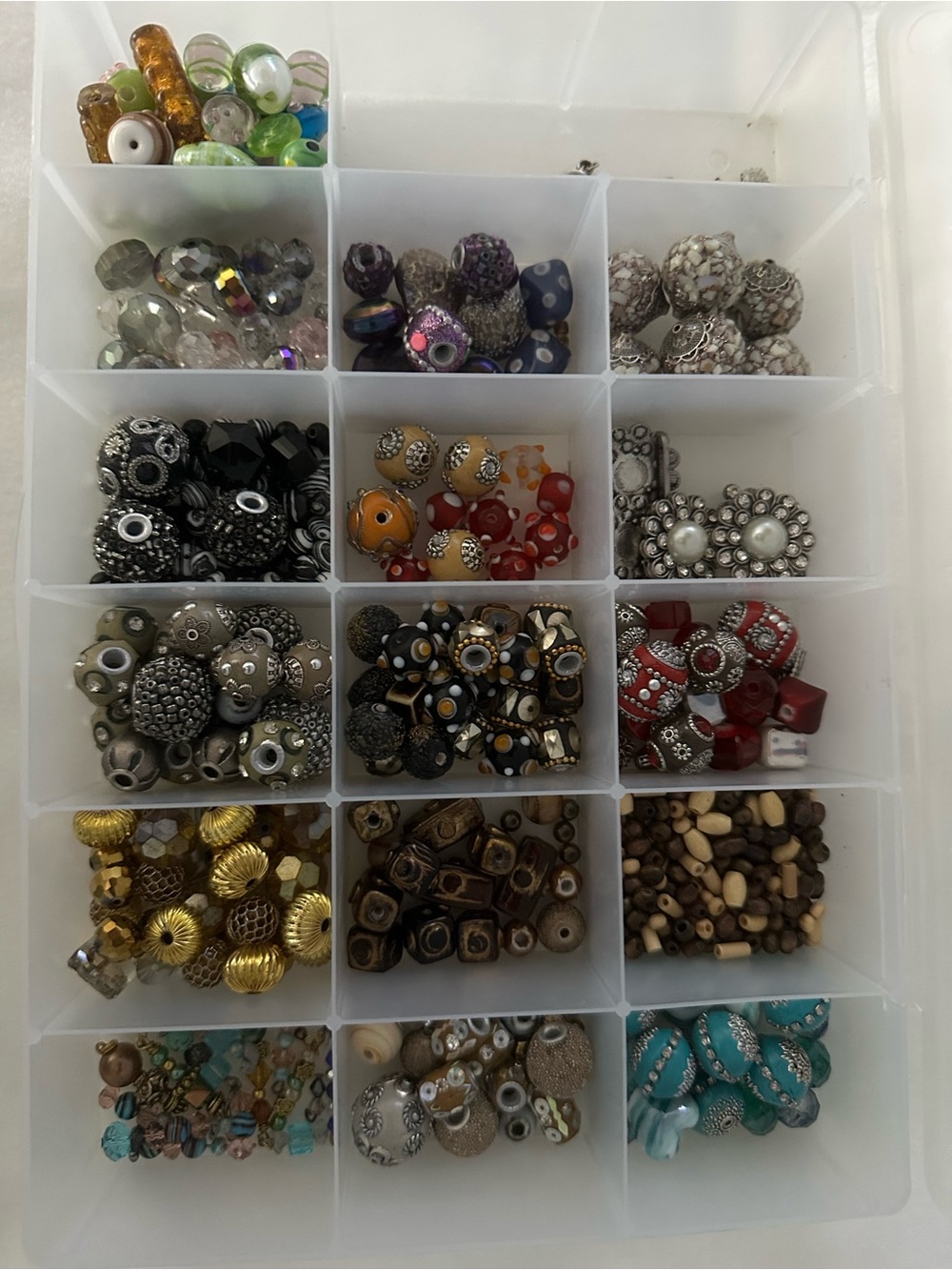 Variety of Beads in Organized Box
